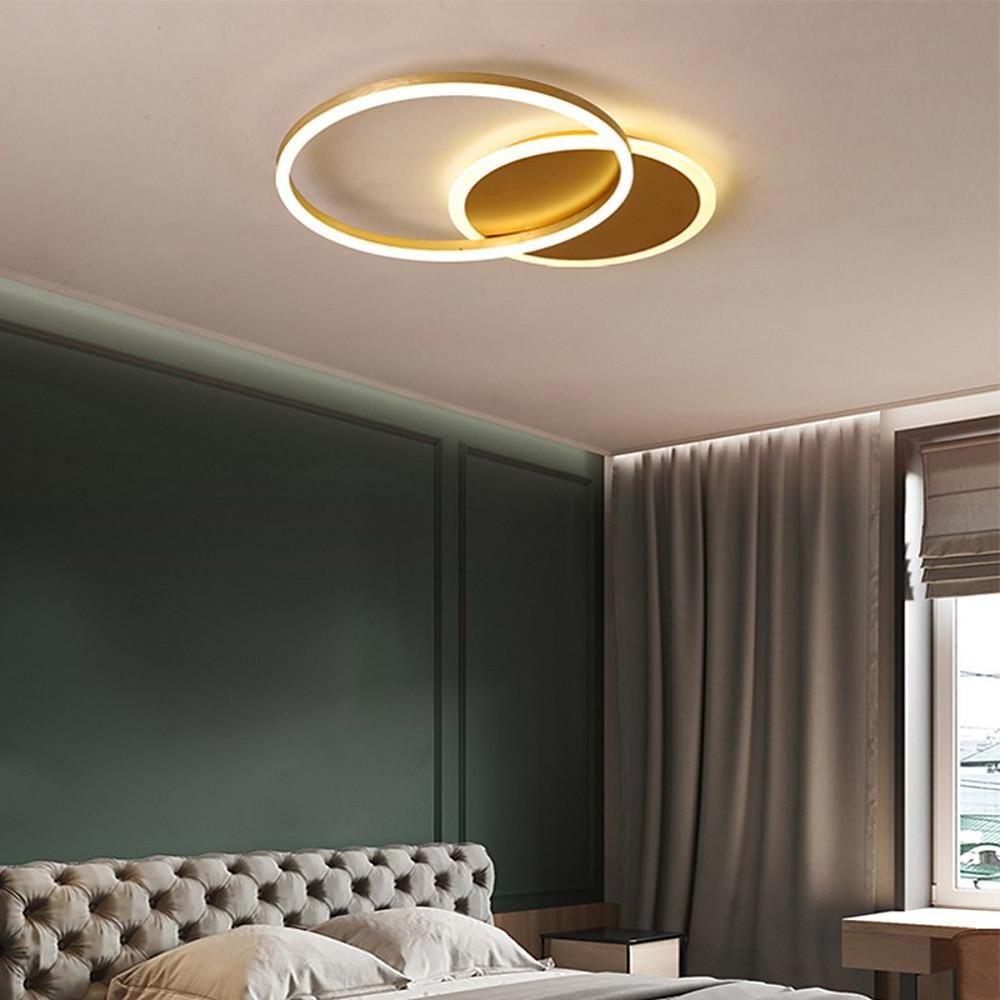 Dual Circle LED Flush Mount Ceiling Light - Dimmable Modern Aluminum