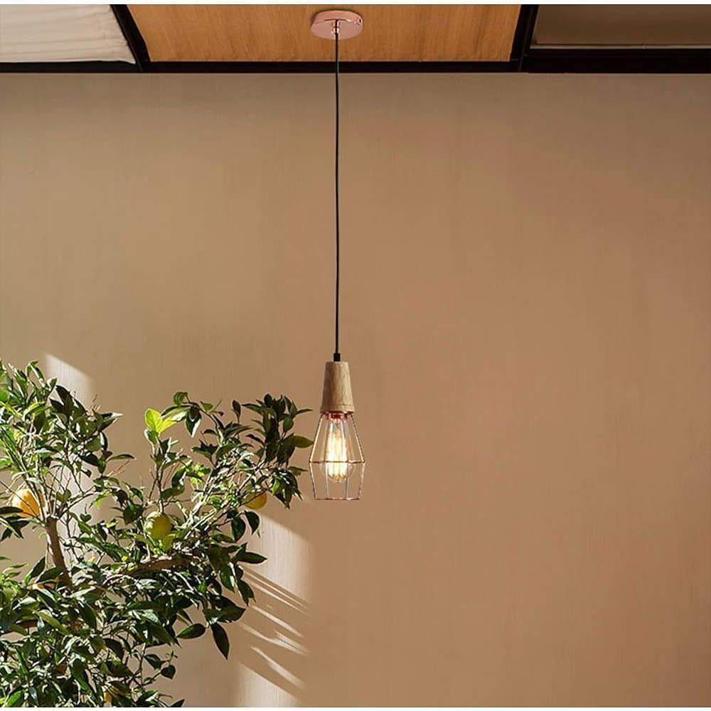 Vintage Lantern Pendant Light | Metal Wood Design | LED Ceiling