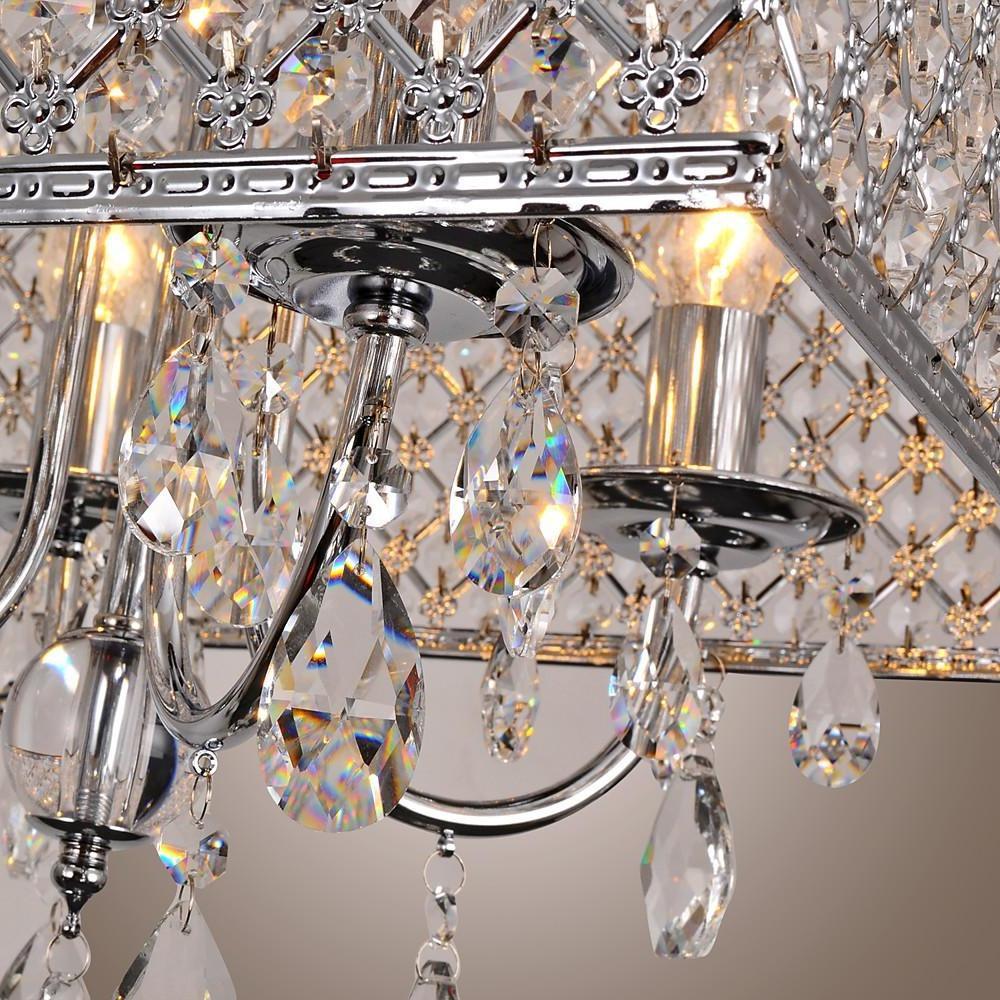 Square Electroplated Metal Glass LED Nordic Chandelier