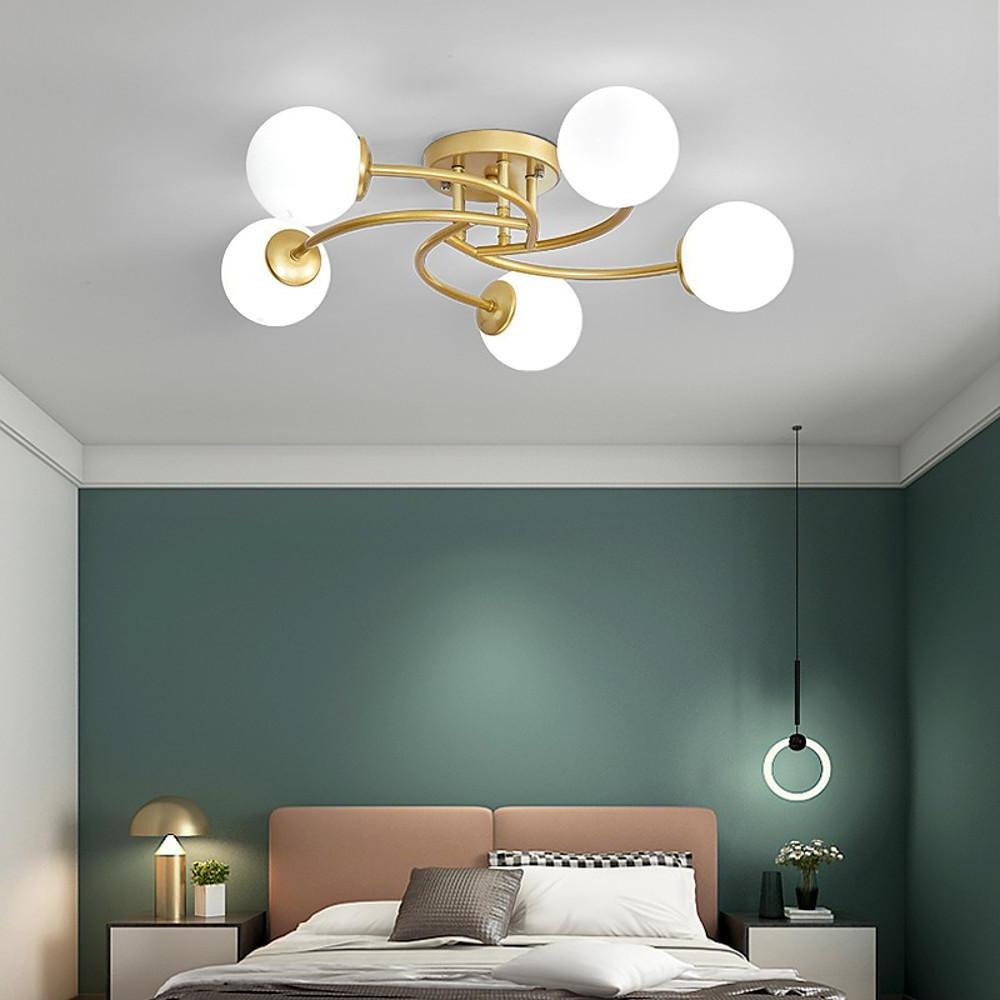 Modern Glass Globe Semi Flush Mount Ceiling Light - 3 or 5 Light