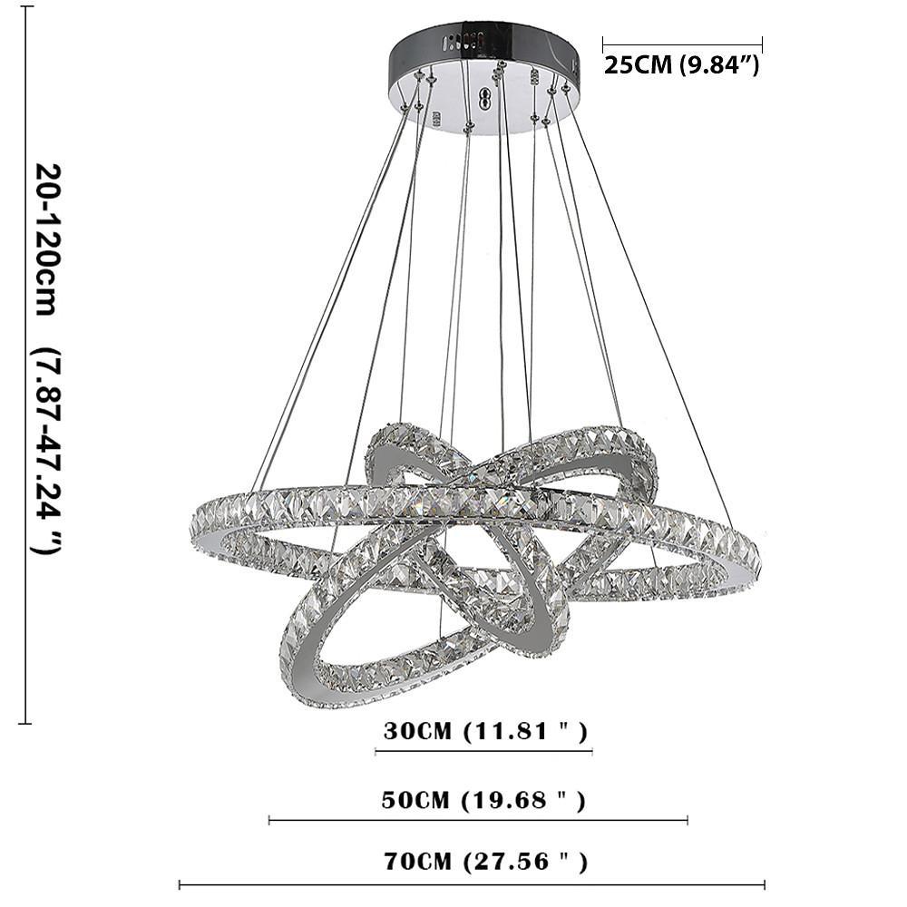 Modern Crystal Chandelier with Interwoven Geometric Rings