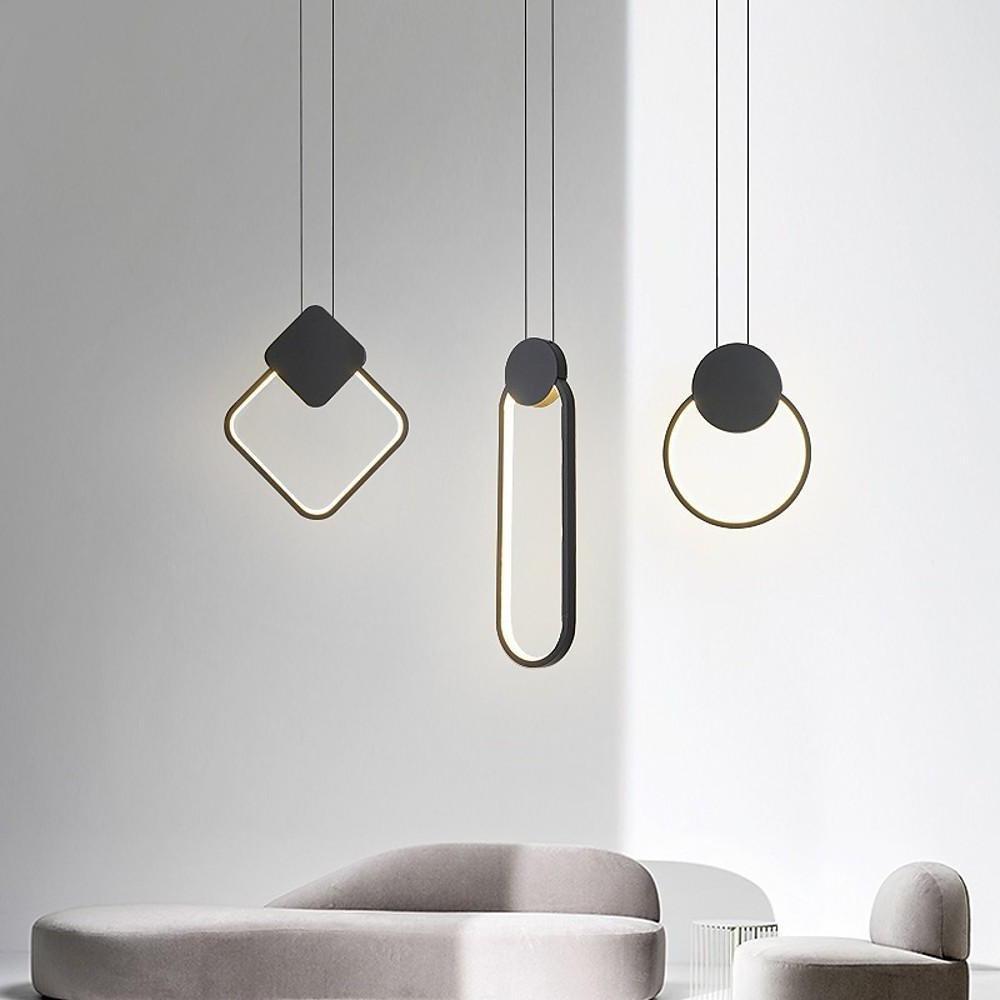 Geometric Black LED Pendant Light Modern Hanging Ceiling Lamp
