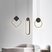 Geometric Black LED Pendant Light Modern Hanging Ceiling Lamp