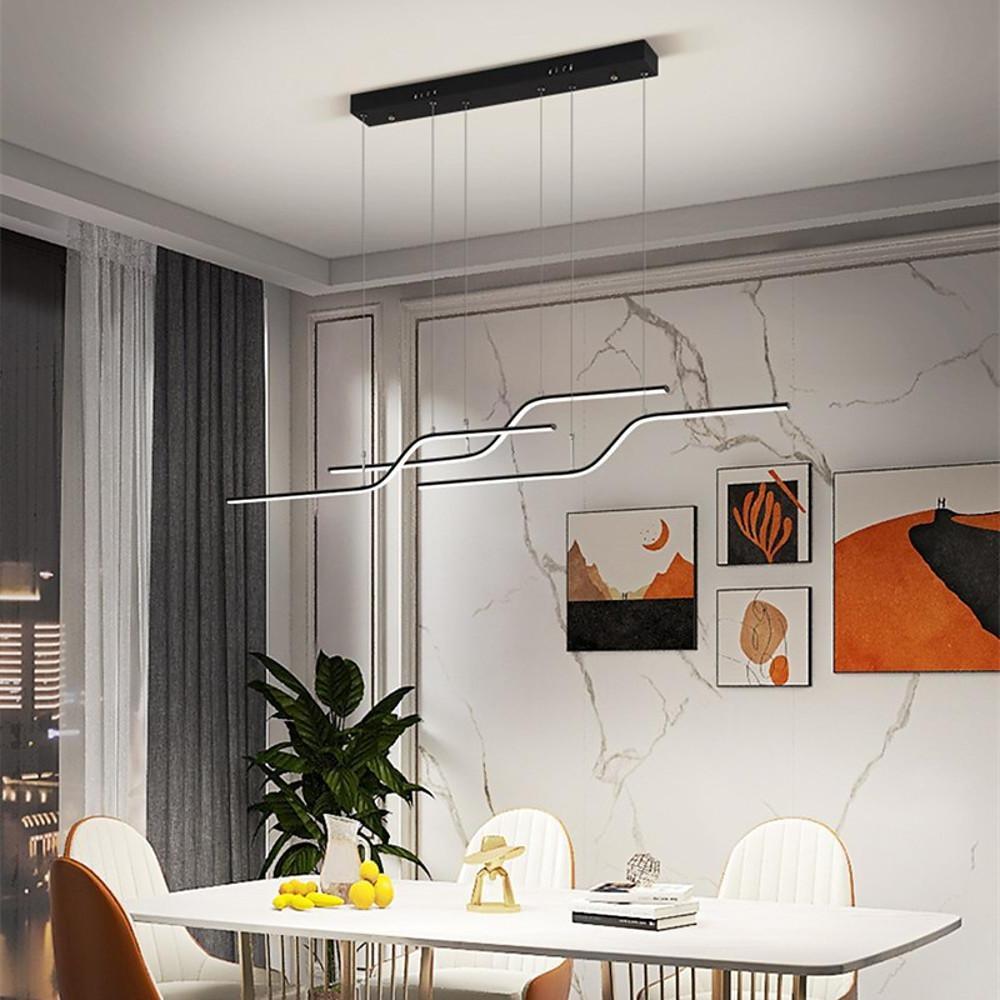Linear Curved Modern LED Chandelier Dining Room Pendant Light