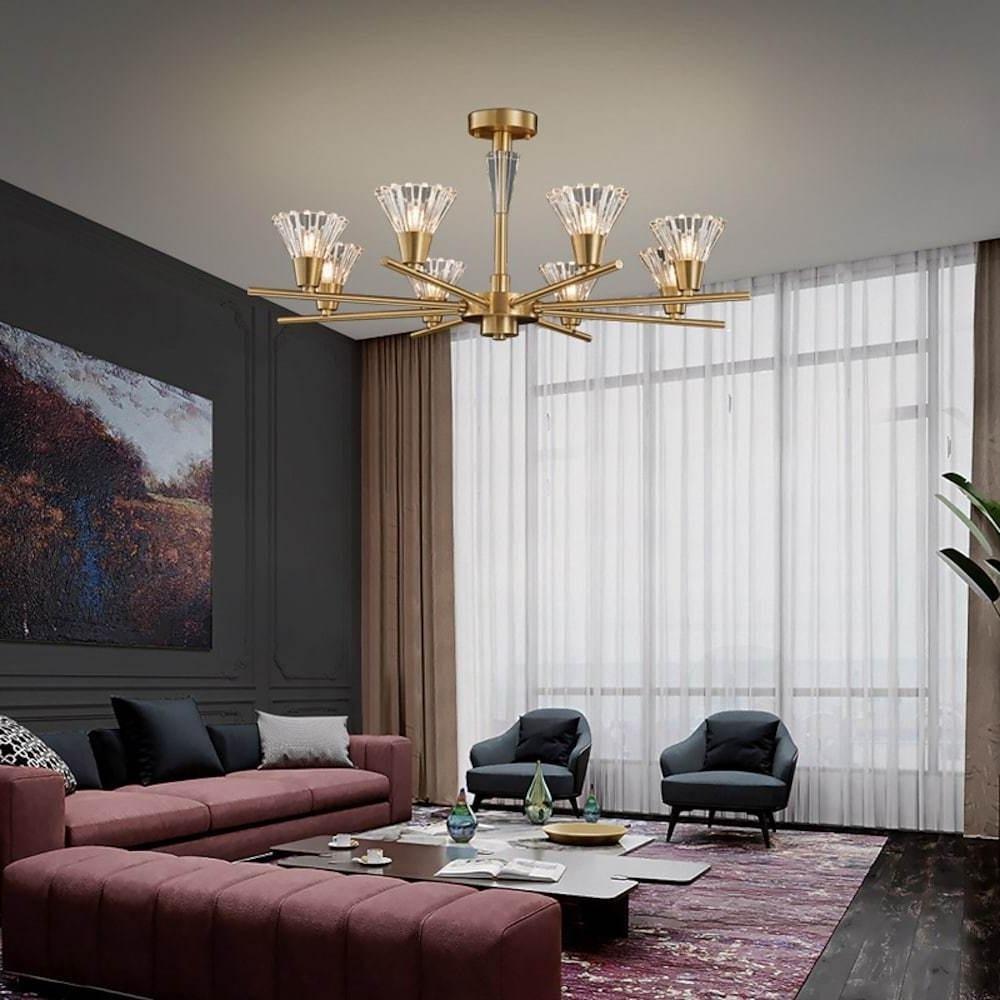 Nordic Copper & Glass Pendant Chandelier - 6/8 Light