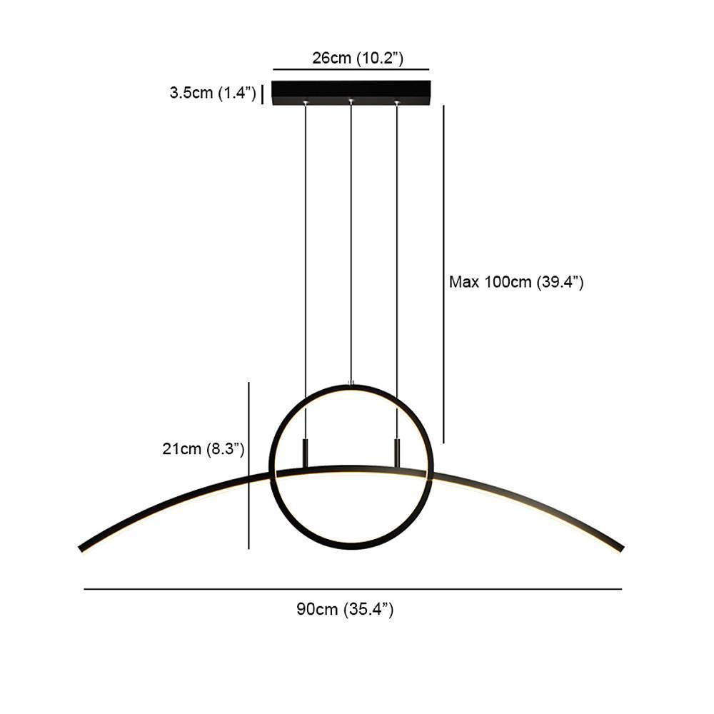 Modern Curved Circle Pendant Light Metal & PVC LED Dining Kitchen