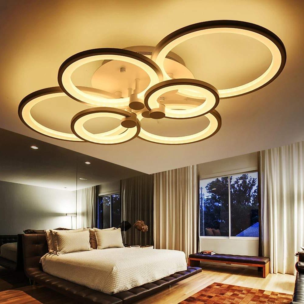 Modern Semi Flush Mount Light with Overlapping Rings - LED Ceiling