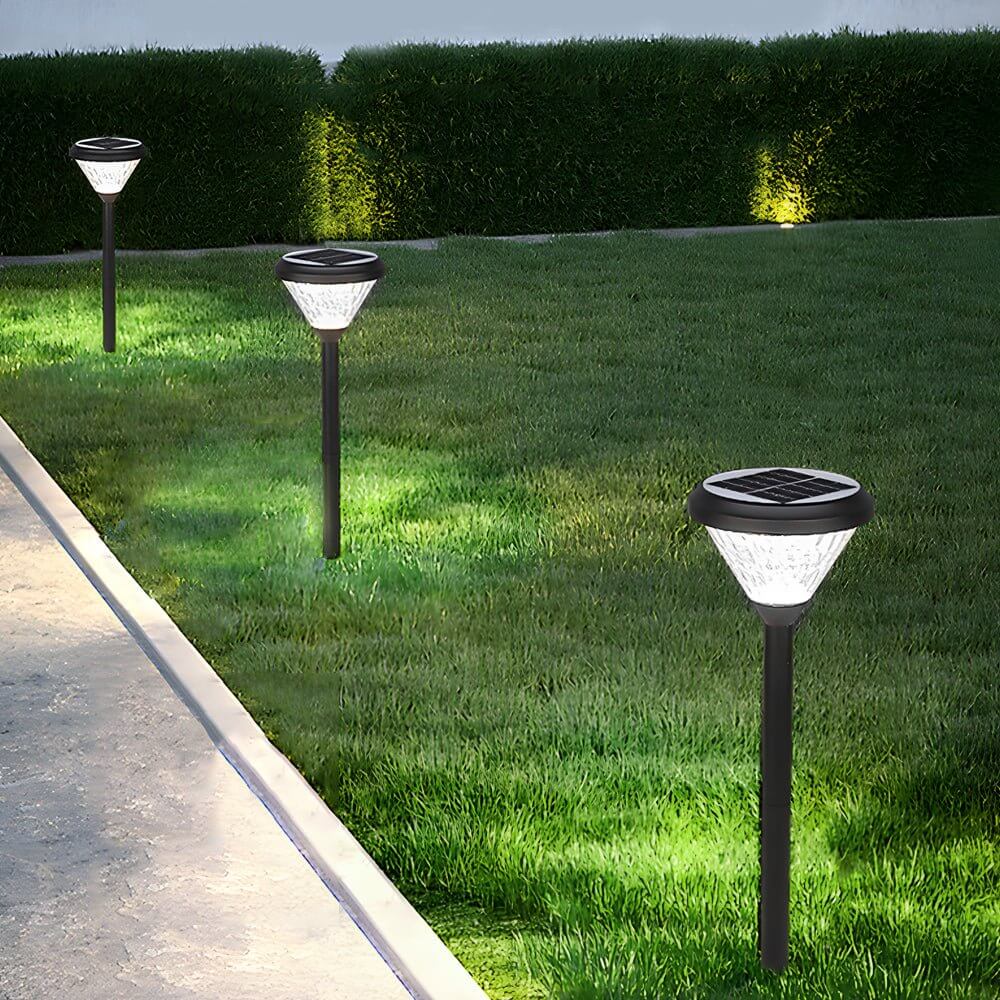 Modern Black Solar LED Pathway Light with Water Ripple Design