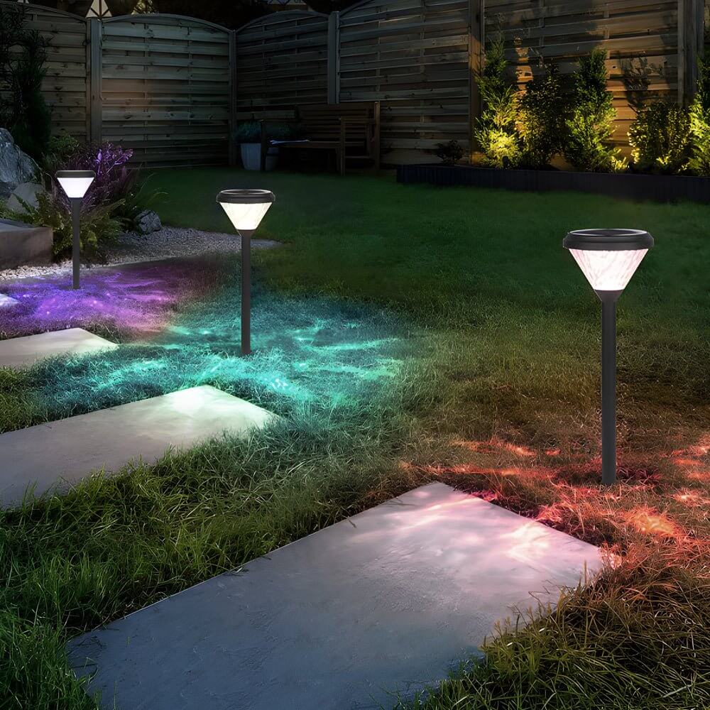 Modern Black Solar LED Pathway Light with Water Ripple Design