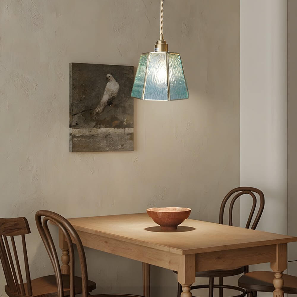 Polygonal Brass & Glass LED Pendant Light - Nordic Design