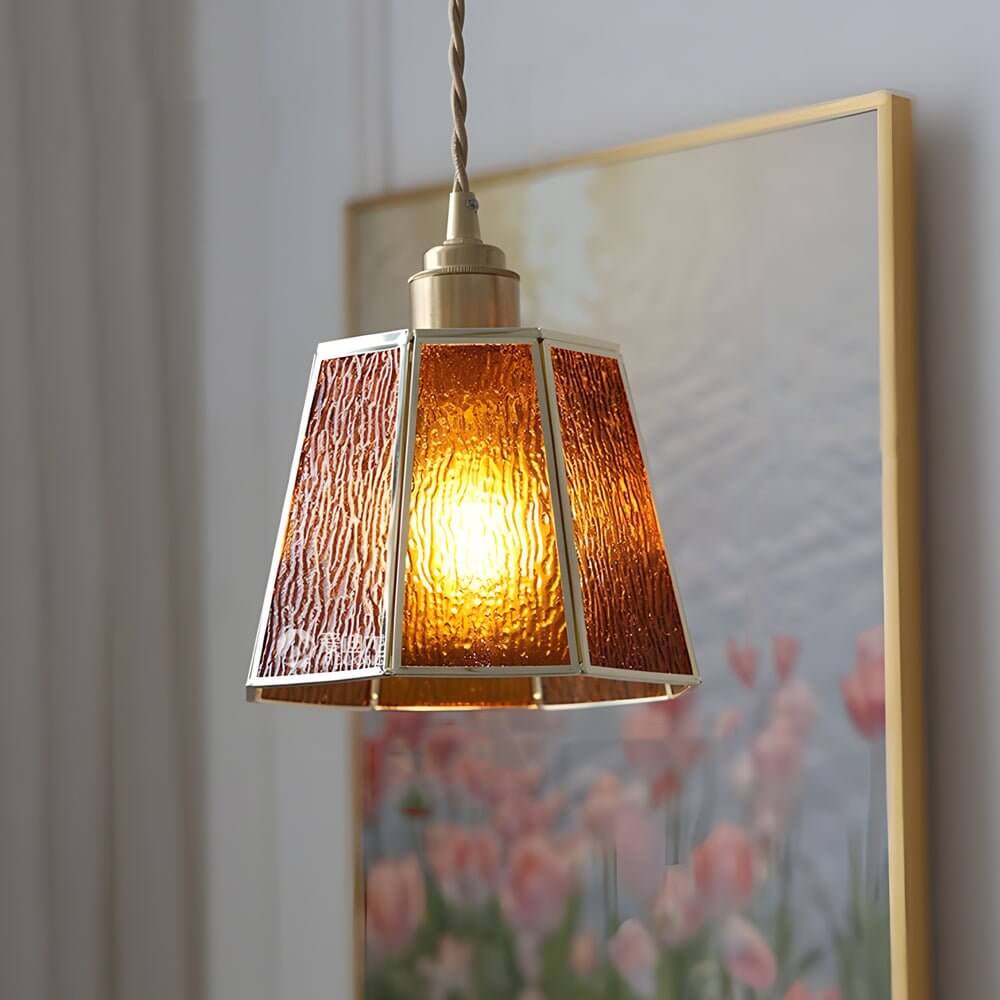 Polygonal Brass & Glass LED Pendant Light - Nordic Design