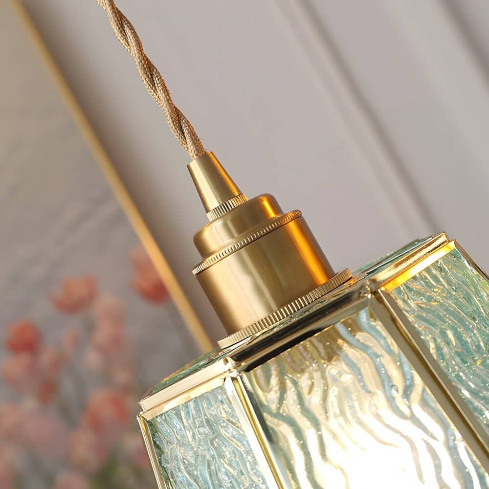 Polygonal Brass & Glass LED Pendant Light - Nordic Design