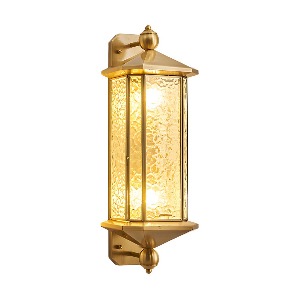 Mid-Century Copper Outdoor Wall Light with Water Glass Shade