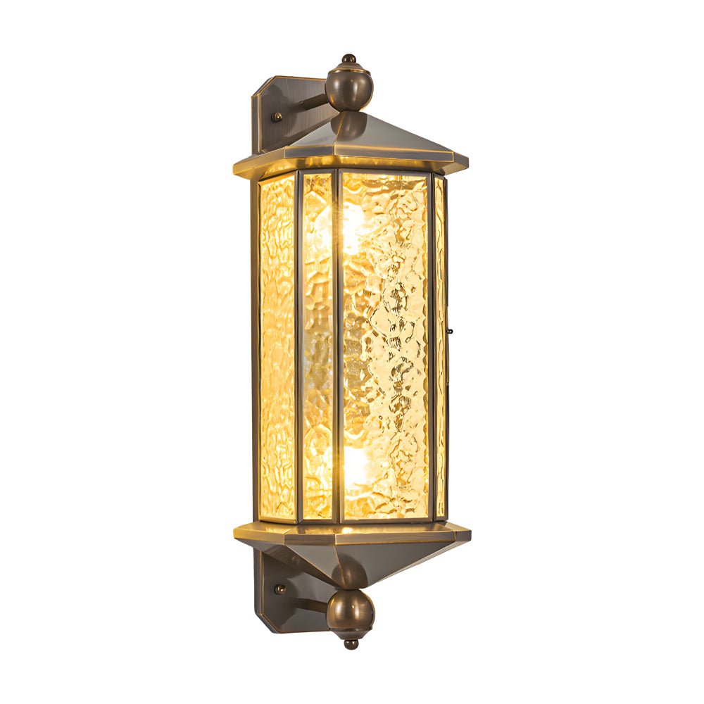 Mid-Century Copper Outdoor Wall Light with Water Glass Shade