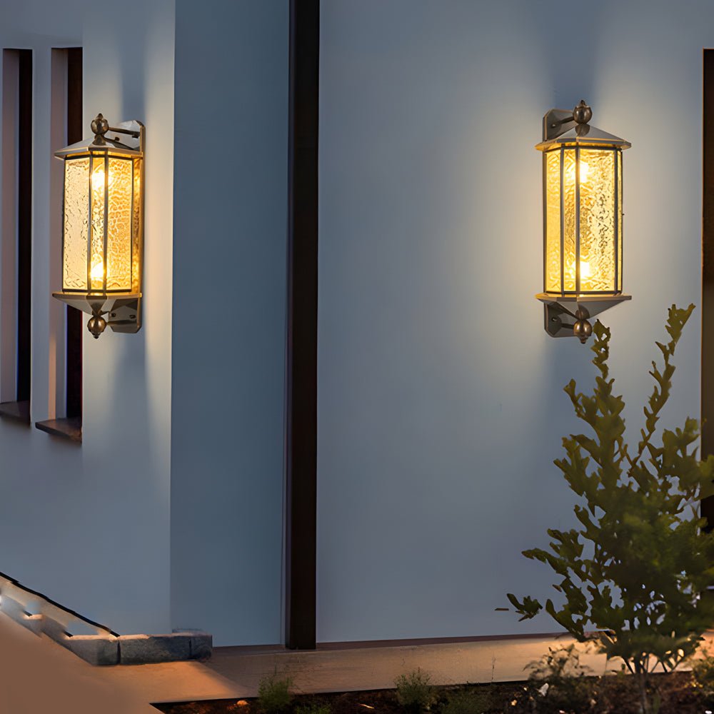 Mid-Century Copper Outdoor Wall Light with Water Glass Shade