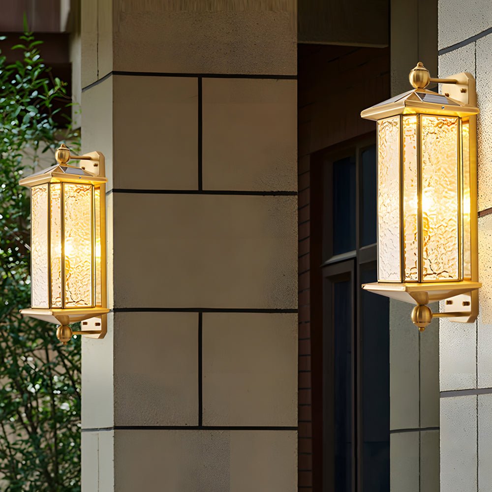 Mid-Century Copper Outdoor Wall Light with Water Glass Shade
