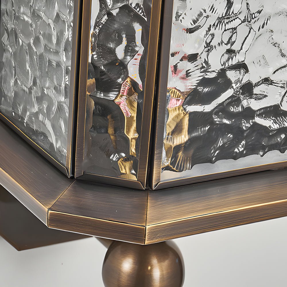 Mid-Century Copper Outdoor Wall Light with Water Glass Shade
