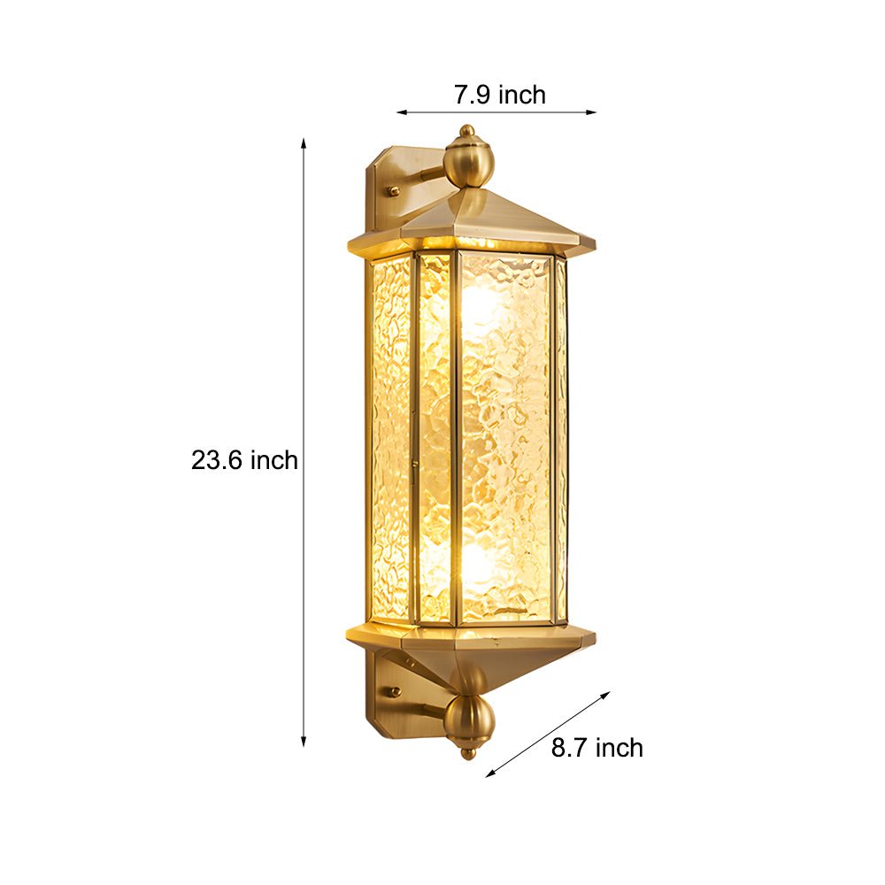 Mid-Century Copper Outdoor Wall Light with Water Glass Shade