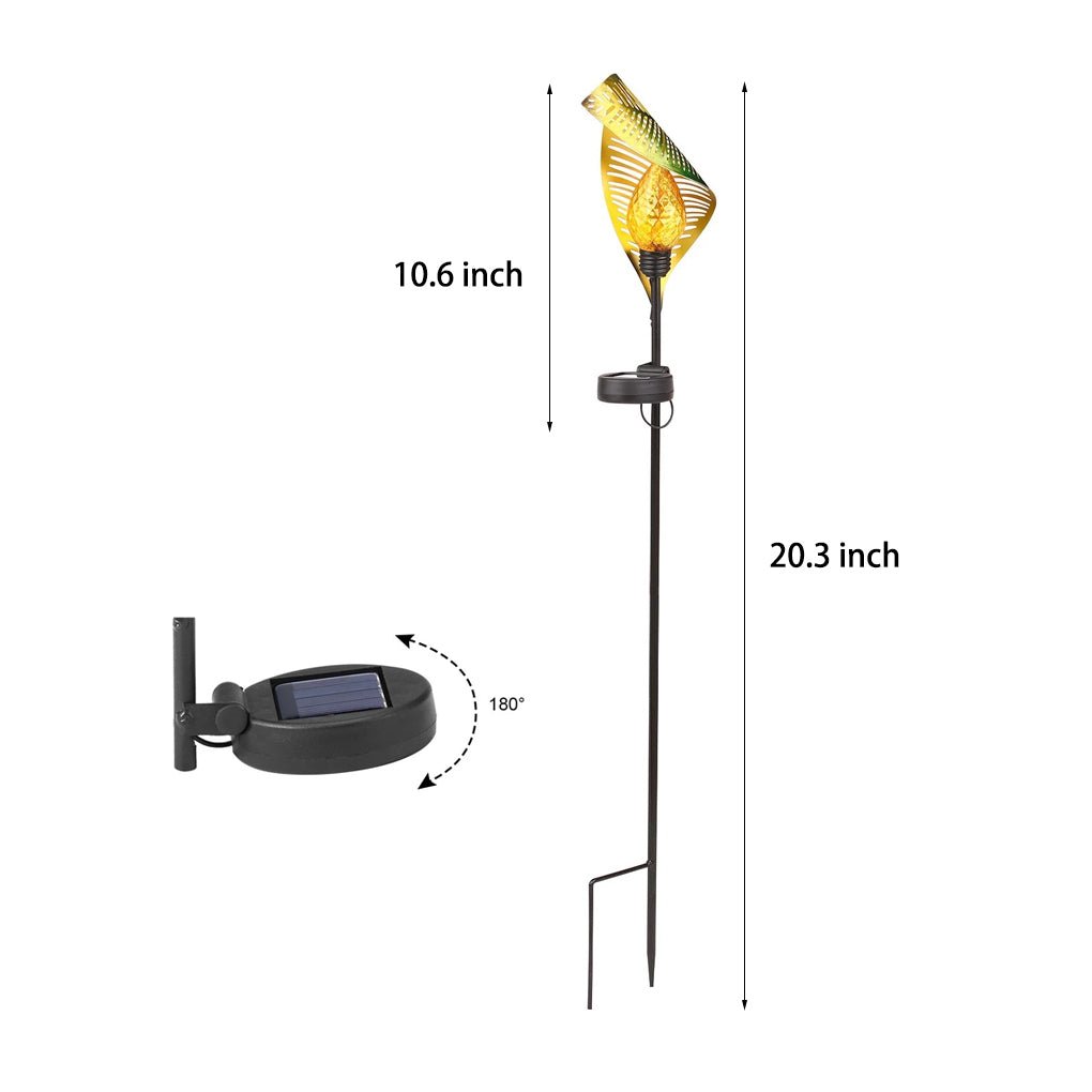 Curled Leaf Solar Lawn Light LED Outdoor Metal Post Lamp