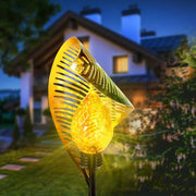 Curled Leaf Solar Lawn Light LED Outdoor Metal Post Lamp