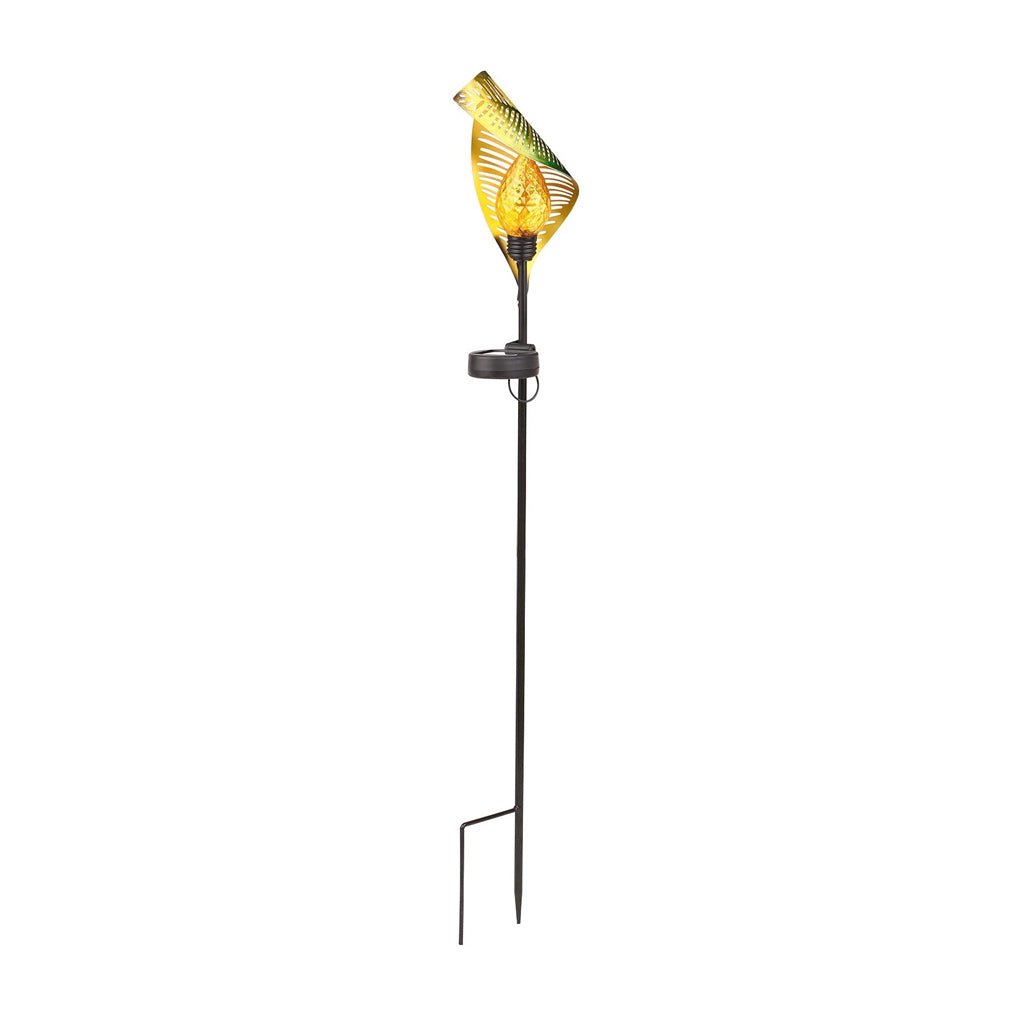 Curled Leaf Solar Lawn Light LED Outdoor Metal Post Lamp