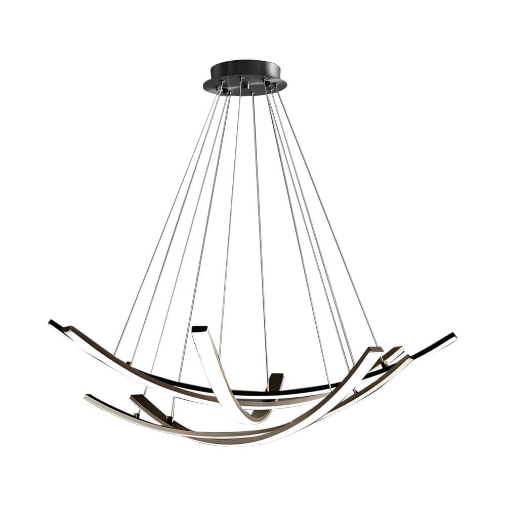 Modern Curved Copper Strip Full-Spectrum LED Pendant Light