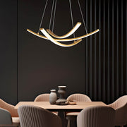 Modern Curved Copper Strip Full-Spectrum LED Pendant Light