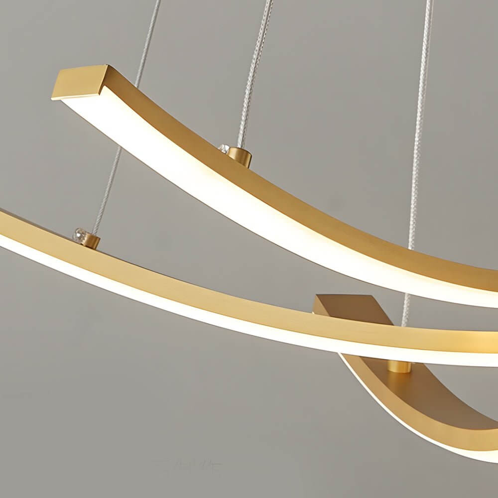 Modern Curved Copper Strip Full-Spectrum LED Pendant Light