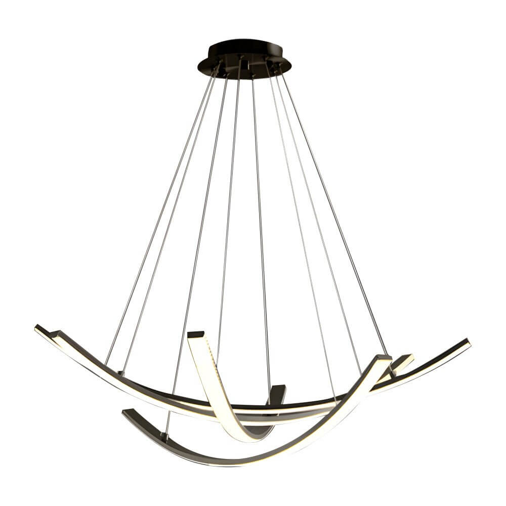 Modern Curved Copper Strip Full-Spectrum LED Pendant Light