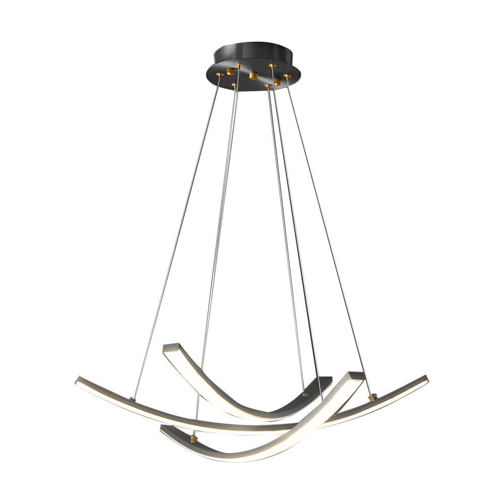 Modern Curved Copper Strip Full-Spectrum LED Pendant Light