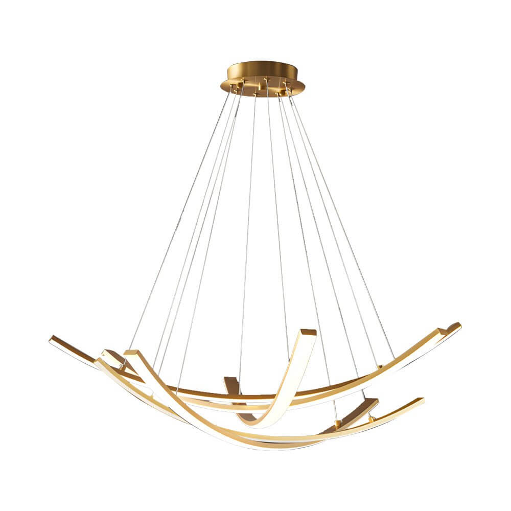 Modern Curved Copper Strip Full-Spectrum LED Pendant Light