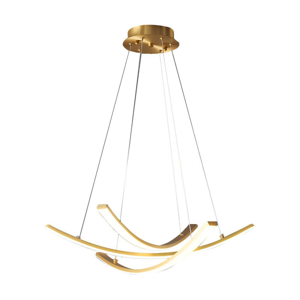 Modern Curved Copper Strip Full-Spectrum LED Pendant Light