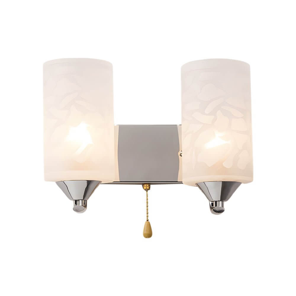 Modern Double-Head Glass & Steel Wall Sconce - White Geometric