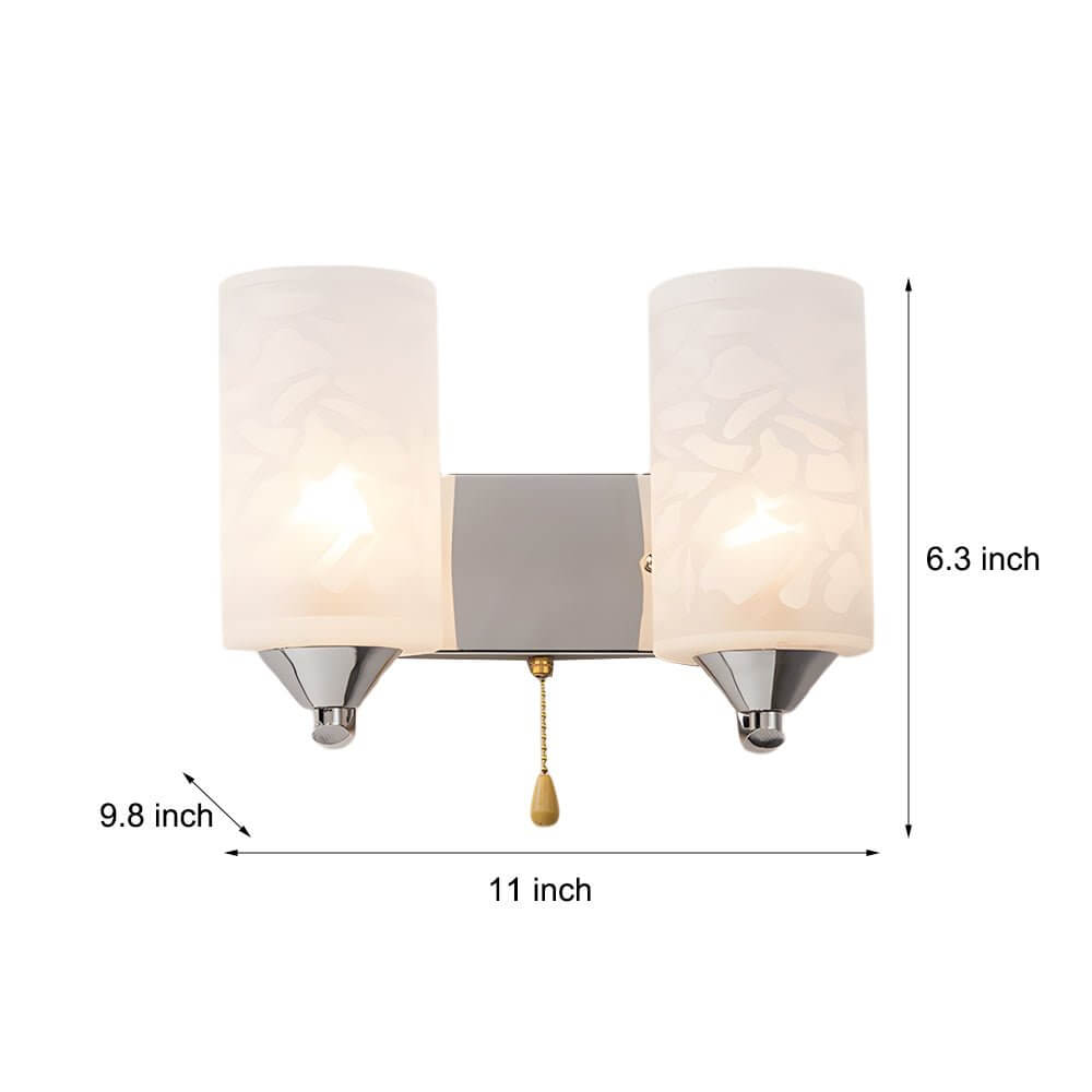 Modern Double-Head Glass & Steel Wall Sconce - White Geometric