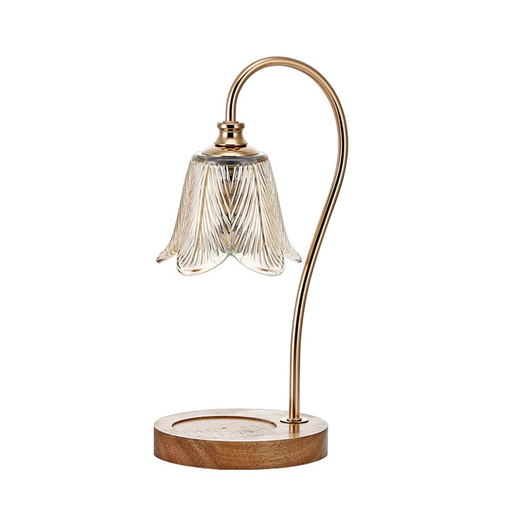 Floral Glass Desk Lamp with Cup Holder Base – Modern Nordic Design