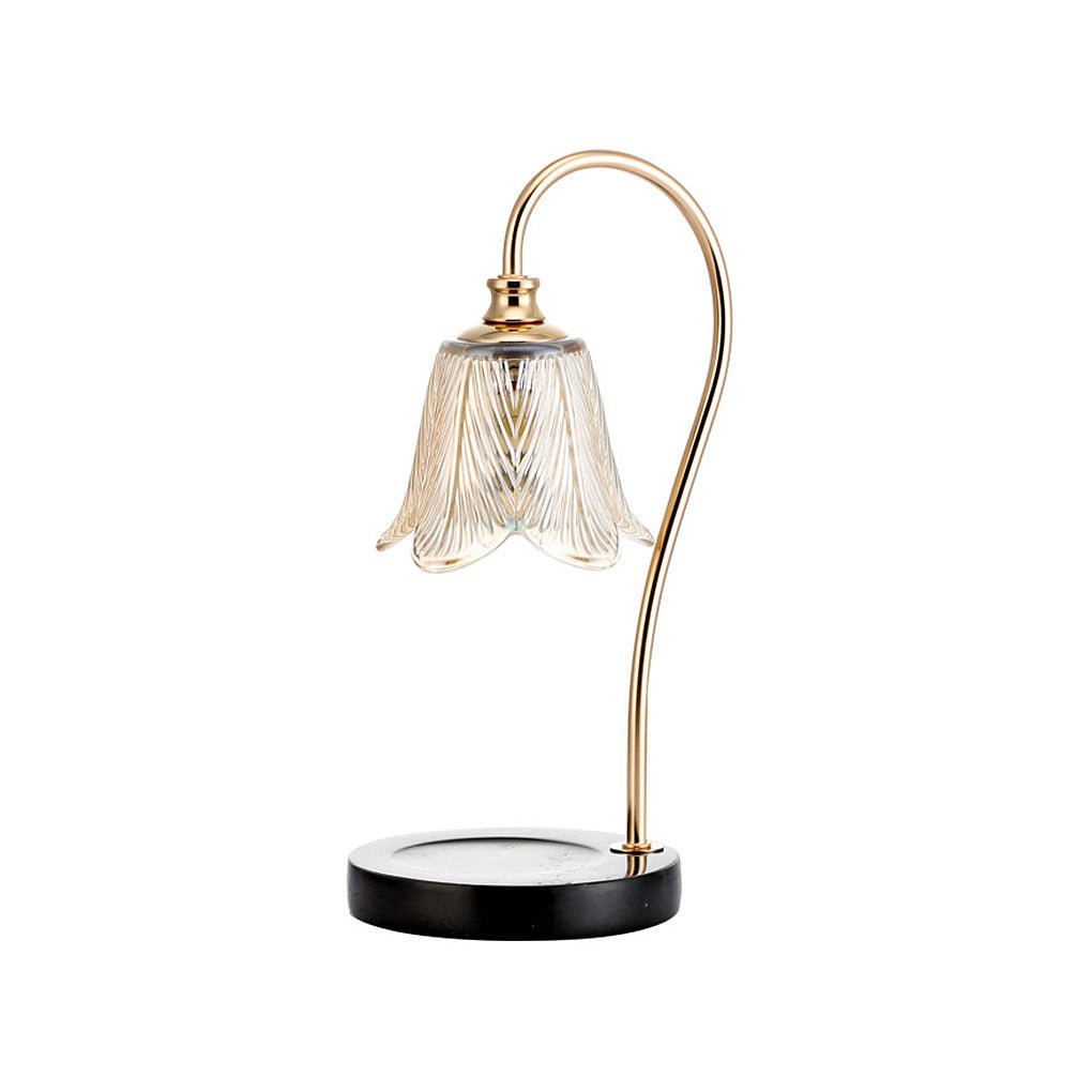 Floral Glass Desk Lamp with Cup Holder Base – Modern Nordic Design