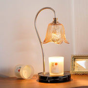 Floral Glass Desk Lamp with Cup Holder Base – Modern Nordic Design