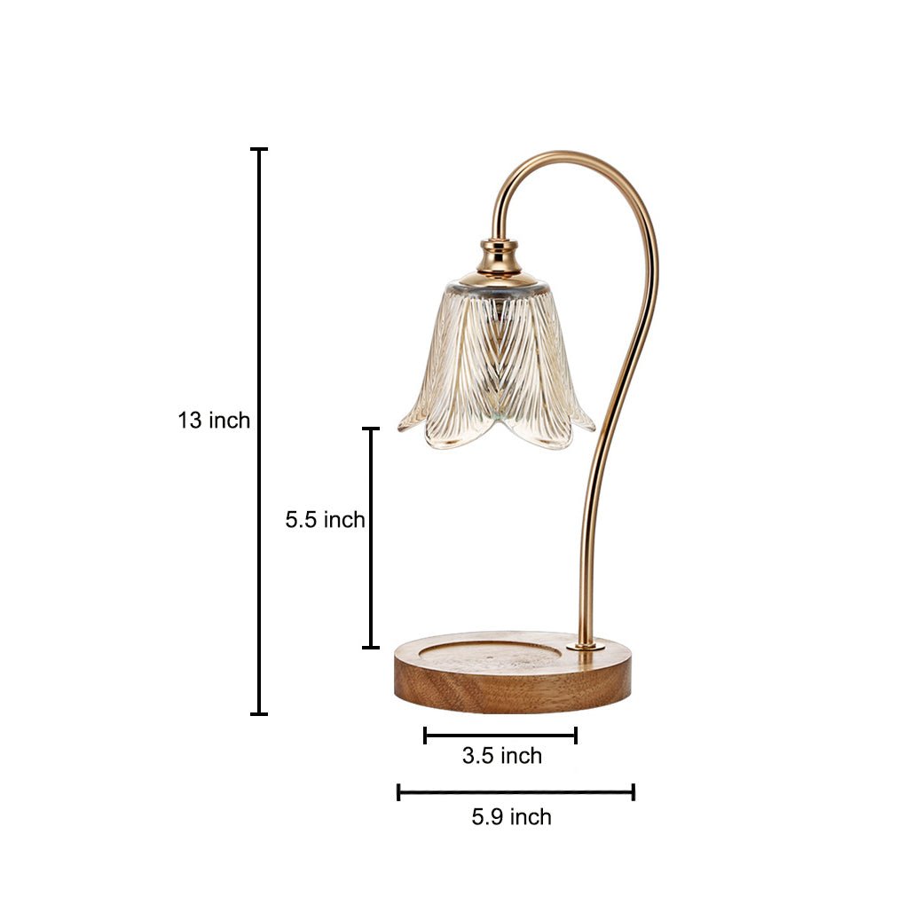Floral Glass Desk Lamp with Cup Holder Base – Modern Nordic Design