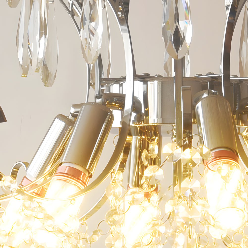 Crystal Chandelier 3-Step Dimming French Style Pendant Light