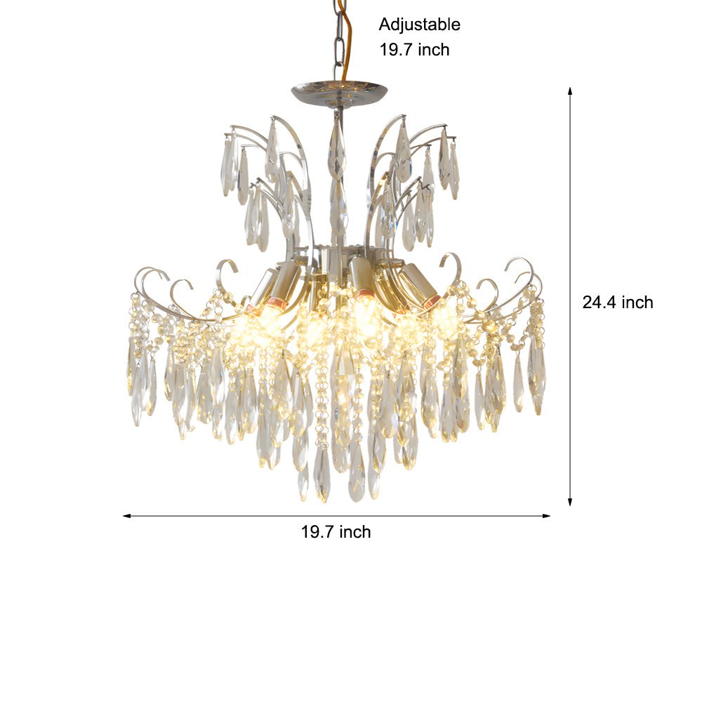 Crystal Chandelier 3-Step Dimming French Style Pendant Light