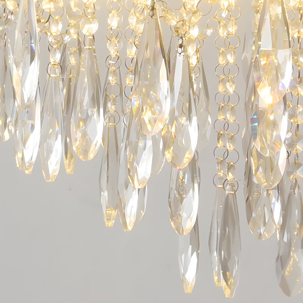 Crystal Chandelier 3-Step Dimming French Style Pendant Light