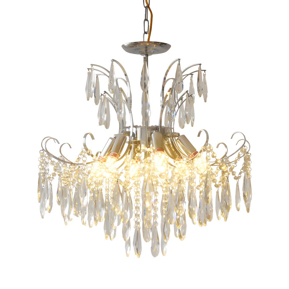 Crystal Chandelier 3-Step Dimming French Style Pendant Light