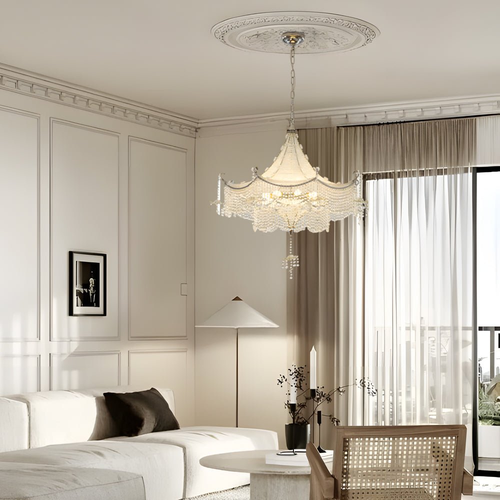 Pagoda Crystal Chandelier with LED Dimming - Chrome Finish