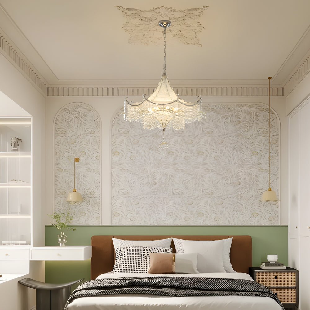 Pagoda Crystal Chandelier with LED Dimming - Chrome Finish