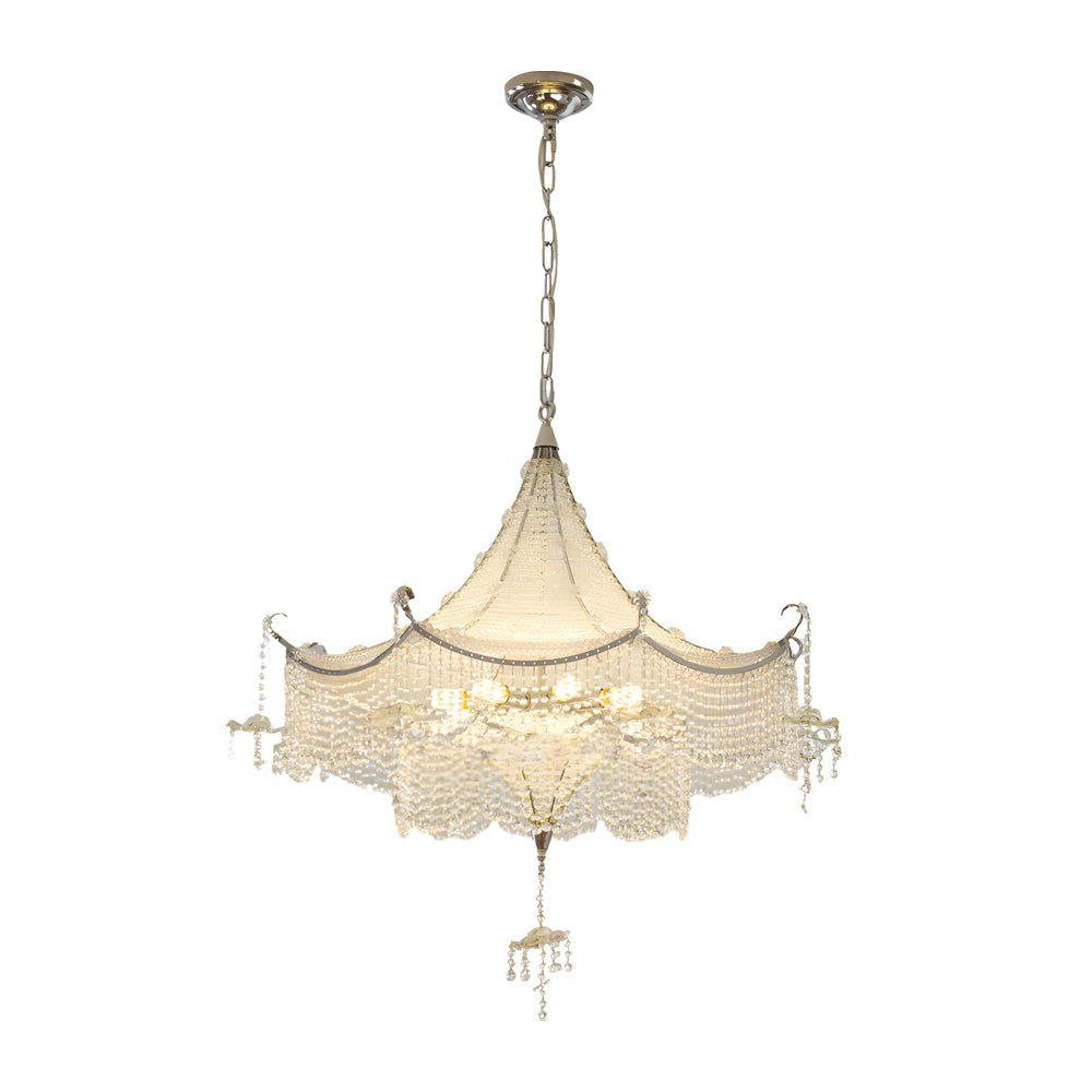 Pagoda Crystal Chandelier with LED Dimming - Chrome Finish