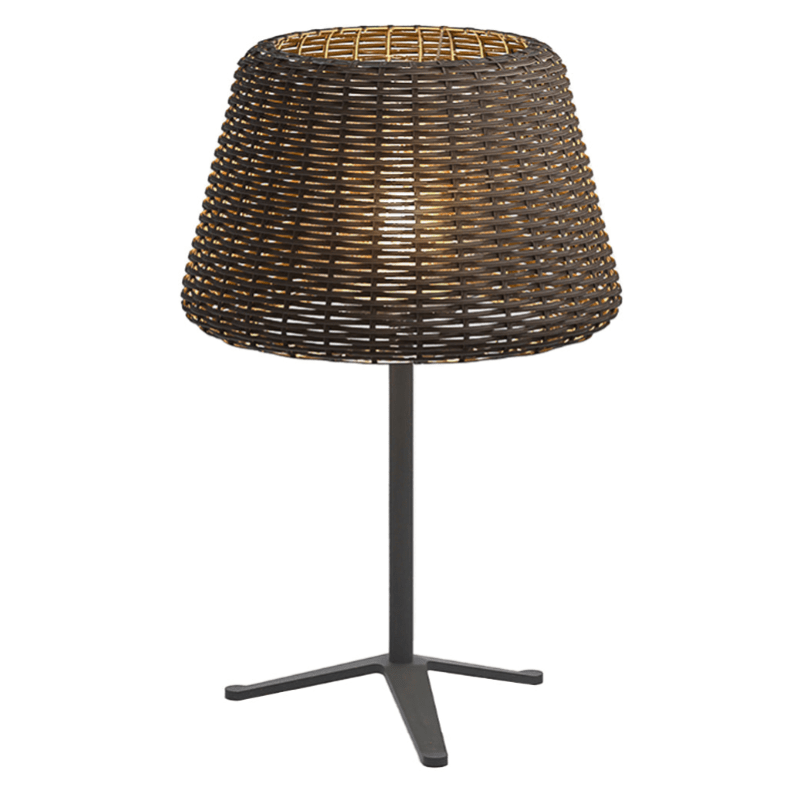 Rattan Shade LED Outdoor Floor Lamp with Stake