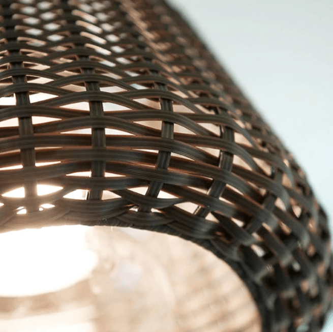 Rattan Shade LED Outdoor Floor Lamp with Stake