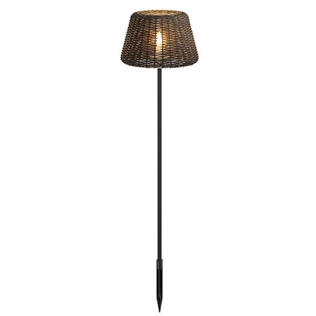 Rattan Shade LED Outdoor Floor Lamp with Stake