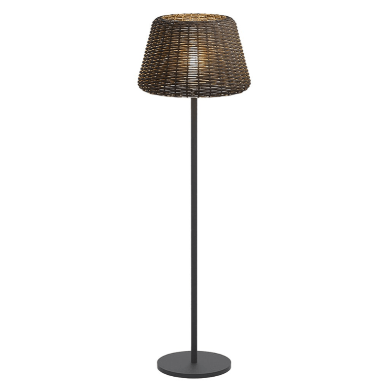 Rattan Shade LED Outdoor Floor Lamp with Stake
