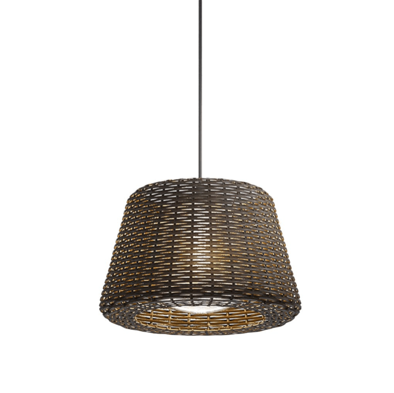 Rattan Shade LED Outdoor Floor Lamp with Stake